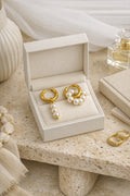 18k Gold‑Plated Pearl Hoop Duo